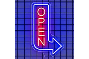 Open Neon Outdoor Vertical Arrow Neon Sign 40inch Waterproof Custom Shop Sign Lights, Direction Light, Advertising Lamp Art L