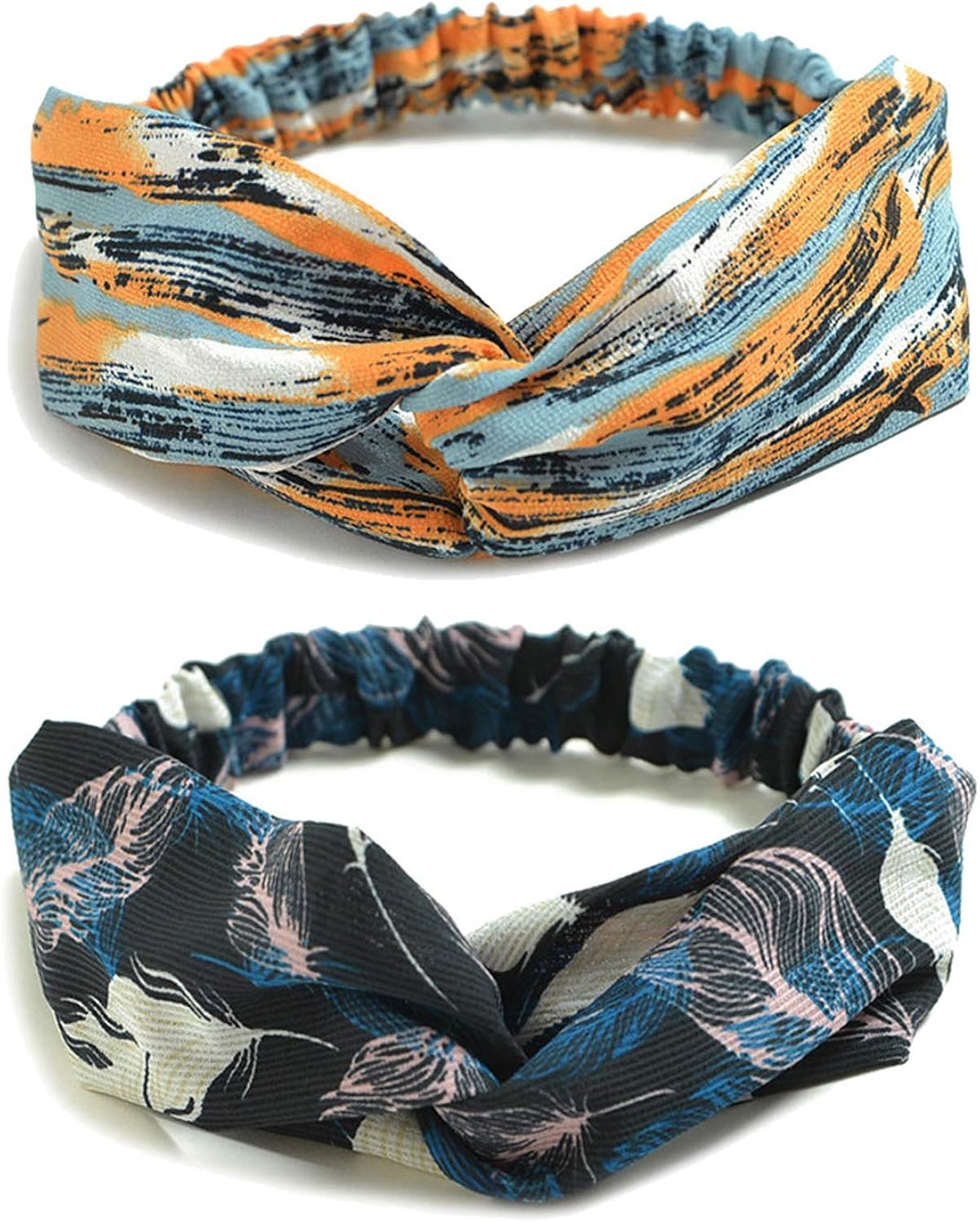10 Pack Women's Headbands Boho Flower Printing Twisted Criss Cross Elastic Hair Band Accessories B at  Women’s Clothing store