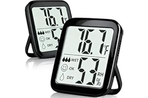 Antonki 2 Pack Room Thermometer for Home, Hygrometer Indoor Humidity Meter Gauge, Digital Temperature and Humidity Sensor Monitor for House, Terrarium, Incubator, Greenhouse - Battery Included