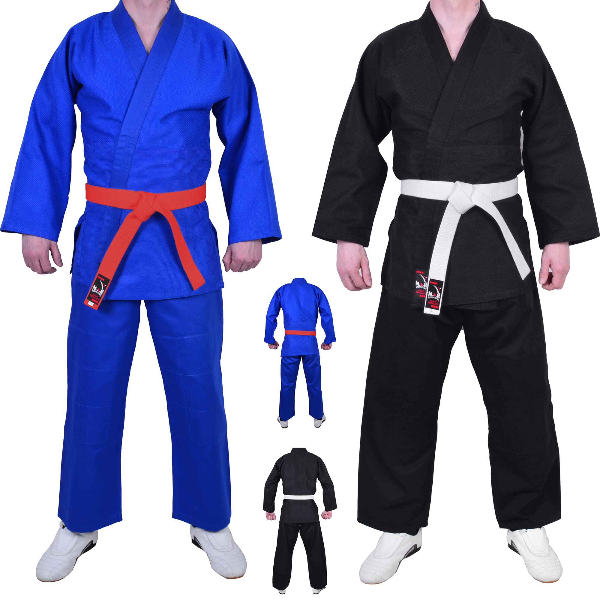 MAR | Mediumweight Judo Uniform, Blue Judo Suit, Martial Arts Uniform, Gi Adult, Suits for Kids, BJJ, Aikido Suit (480g) + FREE Judo Belt (7/200cm)