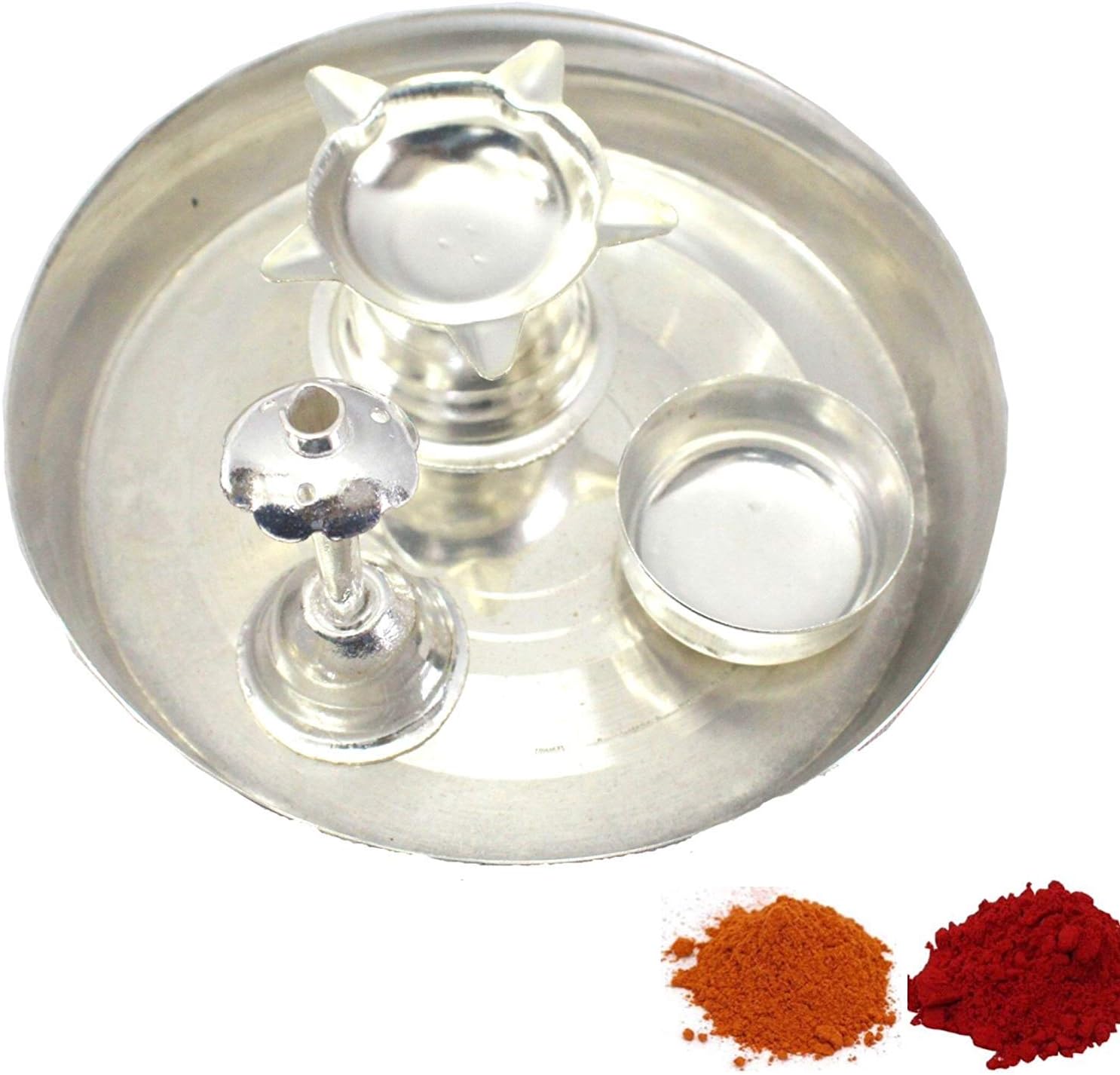 NOBILITY Decorative Pooja thali Set 04 Inch Beautiful Lakshmi Festival Ethnic Puja Thali Gift for Diwali/Indian Handicraft/Home/Temple/Office/Wedding Gift