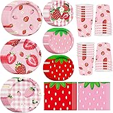 120PCS Strawberry Party Decoration Disposable Strawberry Paper Plates Cups and Napkins for Strawberry Themed Party Decorations for Girl Boy Summer Sweet Strawberry Baby Shower Supplies, Serve 30