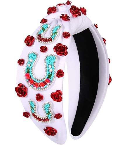 Embellished Red Run for the Roses Kentucky Derby Knot Bedazzled Headband Brianna Cannon Kentucky Derby 150 Limited Edition Roses Headband main image 4