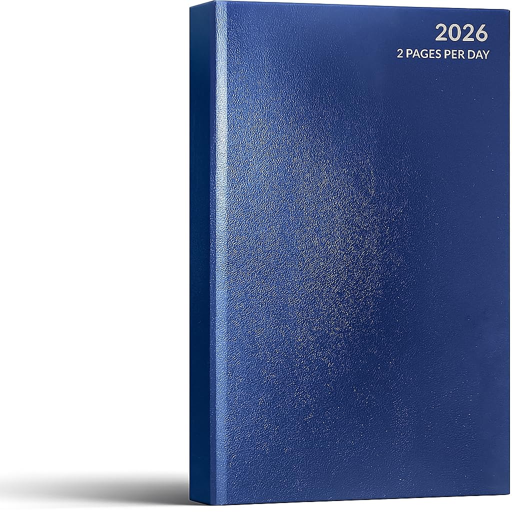 MantraRaj 2026 A4 Two Pages Per Day Diary Year Planner with Hardback Cover, Appointment Diary 2026 with Hourly Slots Organizer Ideal for Students, Business, Office, Home, Traveling (Blue)
