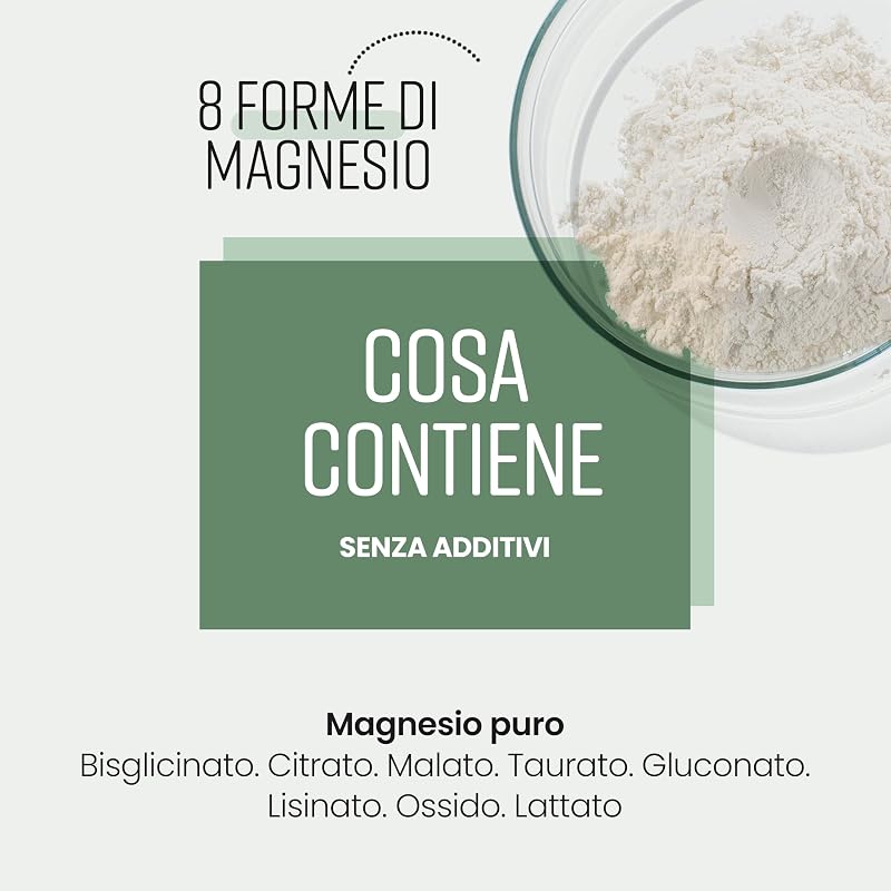 Magnesio Completo 8-in-1 | 400 mg Alta Dose | 240 Capsule Vegane | Magnesio Bisglicinato, Citrato, Malato, Taurato | Integratore per Muscoli ed Energia | 4 Mesi Fornitura | VitaBright