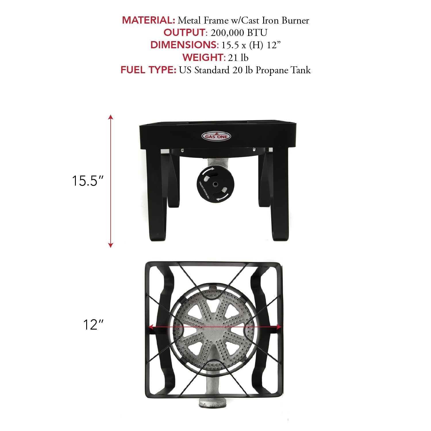 GAS ONE 200,000 BTU Square Heavy Duty Single Burner Outdoor Stove Propane Gas 859176001058 eBay