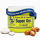 Bronner Bros BB Argan Oil &amp; Coconut Super Gro Conditioner Hair Grease, 6oz | Hair Dress &amp; Scalp Treatment, Moisturizer for Dryness, Dullness &amp; Split Ends Support, With Aloe &amp; Shea, For All Hair Types