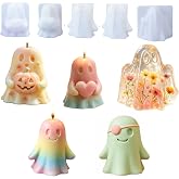 5 Pcs Cute Ghost Silicone Candle Molds, | Halloween Ghost Wax Candle Making resin casting Molds