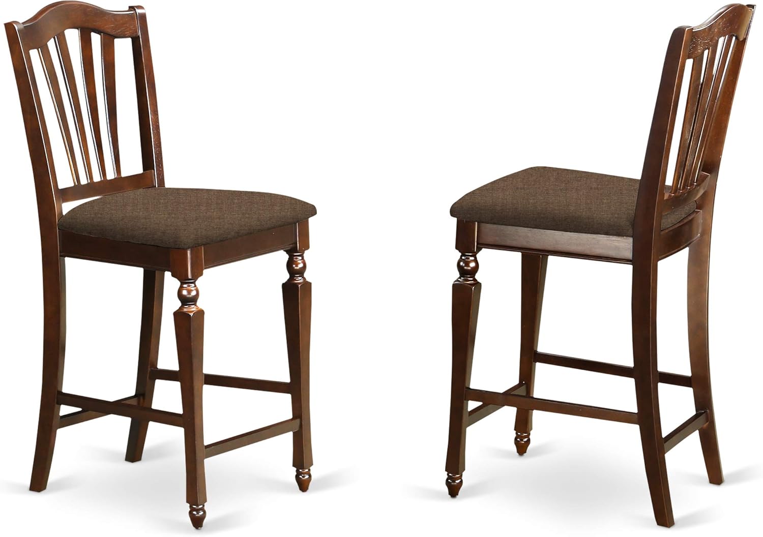 East West Furniture JACH5-MAH-C 5-Piece Dining Table Set - Round Top Dining Room Table - 4 Dining Chairs Slatted Back and Linen Fabric Seat (Mahogany Finish): Furniture & Decor