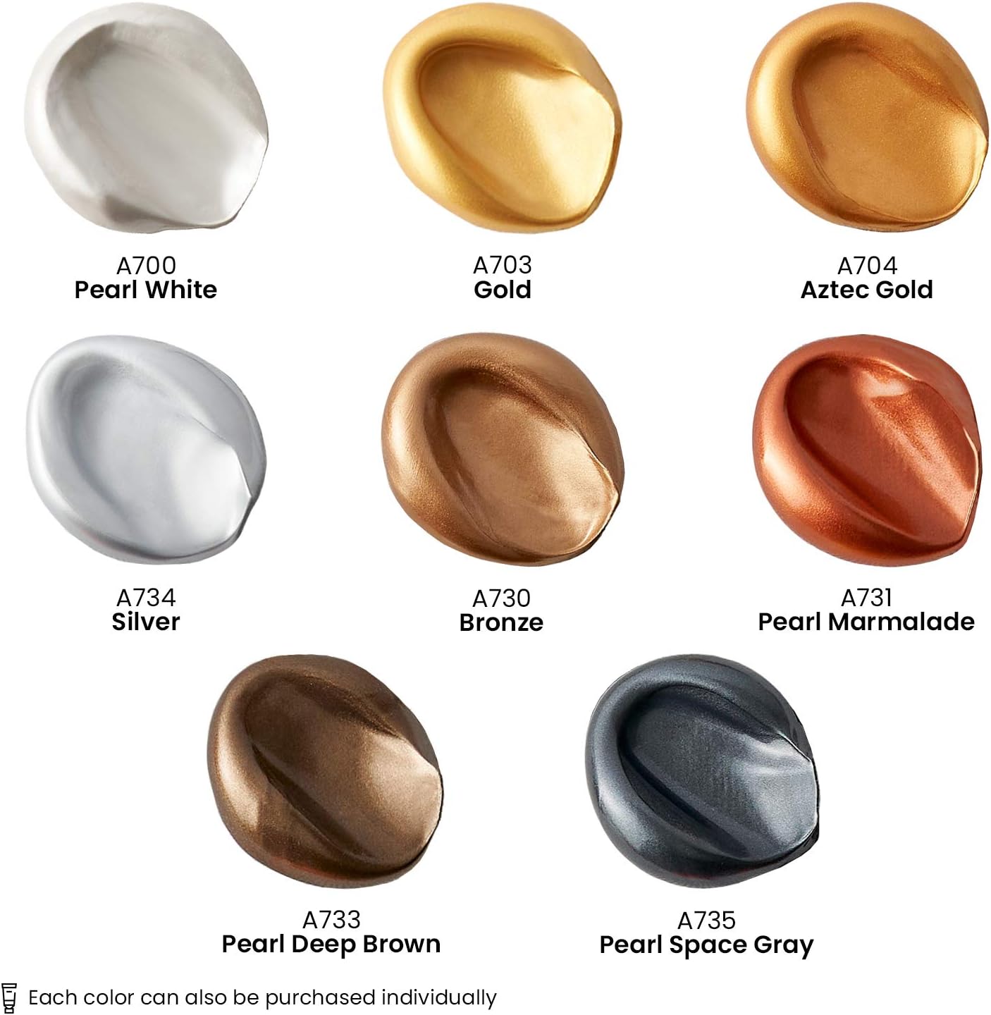 Arteza Metallic Acrylic Paint, Set of 8 Metallic Colors in 4.06oz/120ml Tubes, Rich Pigments, Non Fading, Non Toxic Paints for Artists & Hobby Painters, Art Supplies for Canvas Painting: Home Improvement