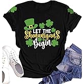 tiorhooe St Patricks Day Shirts for Women Funny Irish Shamrock Tshirts Lucky Clover St Paddy's Gifts Tee Tops