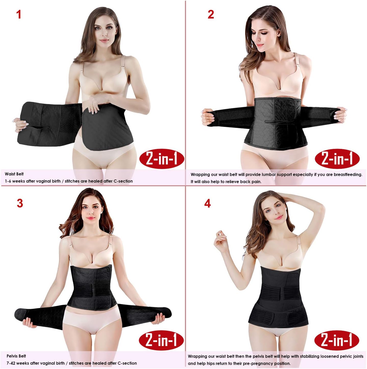 2 in 1 Postpartum Support Recovery Belly Wrap Waist/Pelvis Belt Body Shaper Postnatal Shapewear,One Size: Health & Personal Care