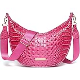 Crocodile Crossbody Hobo Bag for Women,Vintage Crescent Shoulder Purse in Vegan Leather, Soft Chic Handbag for Daily Outfits