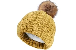 KidZain Kids Winter Hat Fleece Lined Toque Warm Snow Hat Detachable Pompom for Baby Infant Toddler Boys Girls 0-5