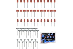 ELECHIAKAN 60PCS Sanding Drill Bits for Dremel Rotary Tool Accessories, 5 Shapes Sanding Bit Drums with 1/8 Inch Shank, Aluminum Oxide Silicon Carbide for Grinding Stone Wood Polishing Jewelry Metal Rust Removal