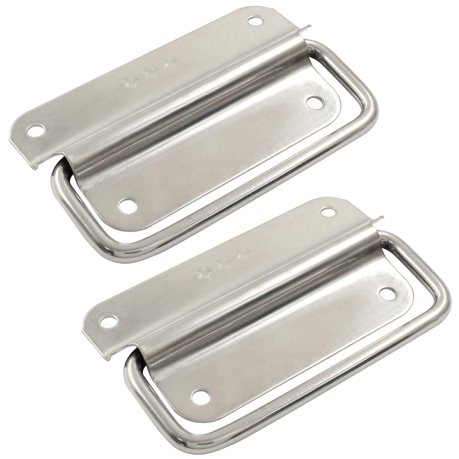 Photo 1 of Bivethoi 2 Pcs Chest Handles, 4 Inch Stainless Steel Foldable Pull Handles Ring Pull Handle with Screws for Toolbox Door Chest