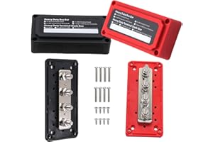 Jamgoer 300A Bus Bar 12V Heavy Duty Module Design Power Distribution Block Waterproof Bus bar Box with 4X M8(5/16") Terminal Studs for Battery Marine Automotive RV Car Truck (Black & Red)