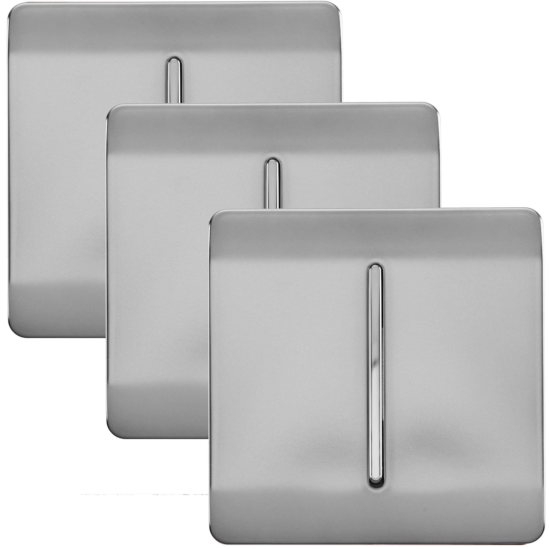 Trendi 1 Gang 2 Way 10 Amp Rocker Chrome Light Switch Glossy Stainless Steel (3 Pack)