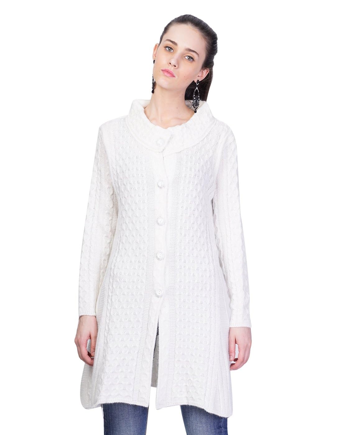 montrex white designer long coat for women