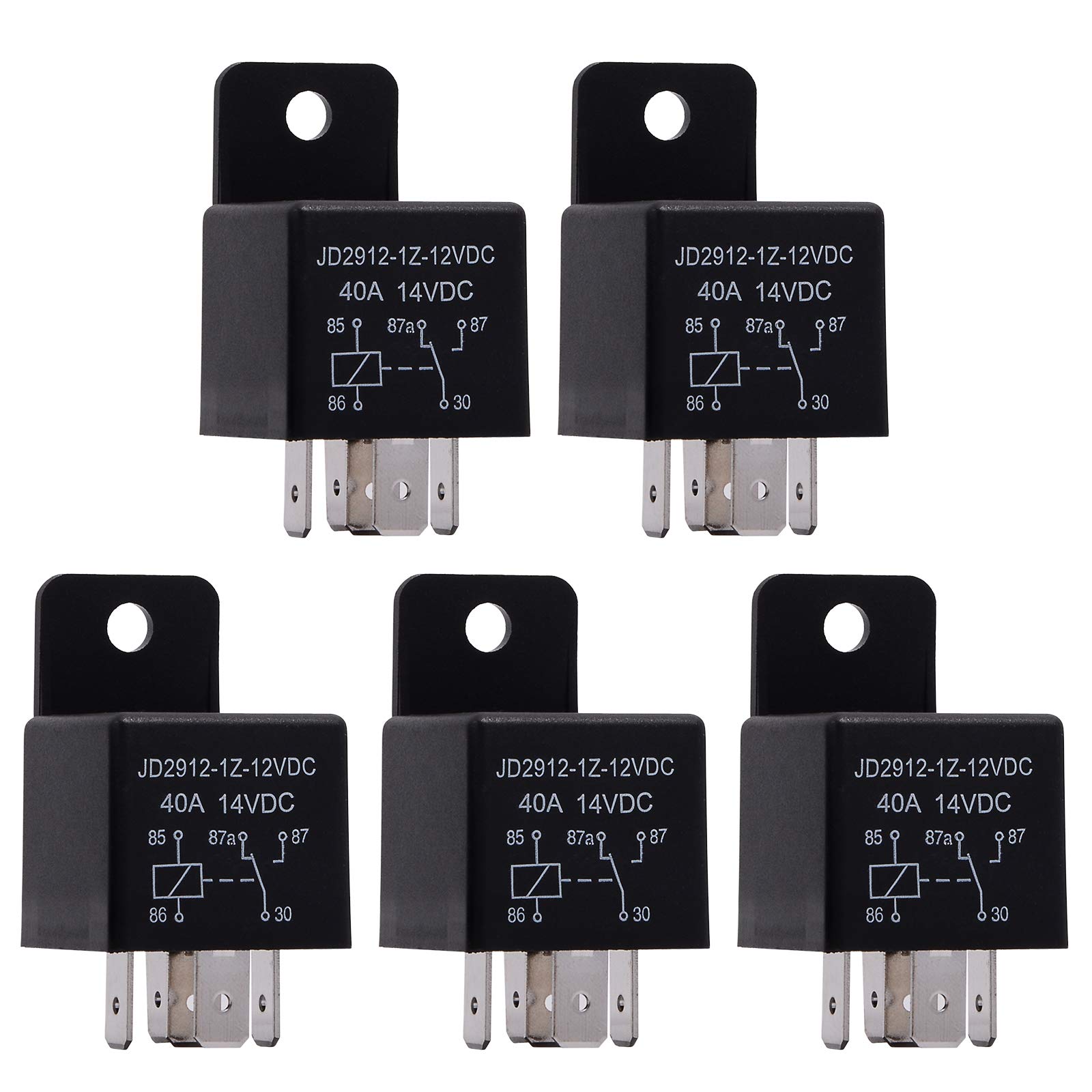 Ehdis Motor Relay 5 Pin 12V Coil 40A SPDT JD2912-1Z-12VDC, Contactor Switch Power, Auto Switches & Starters, 5 Pack