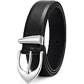 XZQTIVE Women's Leather Belts, Classic Minimalist Design For Jeans Pants Dresses, Black Belt With Gold Buckle