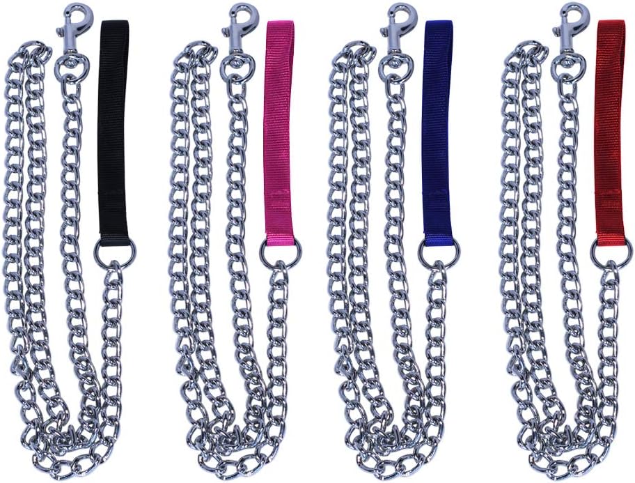 Pet Champion 5ft Chain Leash with Nylon Handle Easy Lead No Pull, Assorted Colors : Pet Supplies