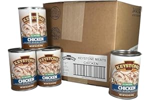 Keystone All Natural Premium Canned Chicken 14.5 Oz Fully Cooked | No Water Added | Ready to Meat | Quick Meals Emergency Survival Food Canned Meat Pack of 24