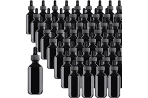 Easeen 48 Pack 1oz Glass Dropper Bottles, Black Eye Dropper Bottles with Glass Droppers for Essential Oils, Perfumes (30ml, Black)