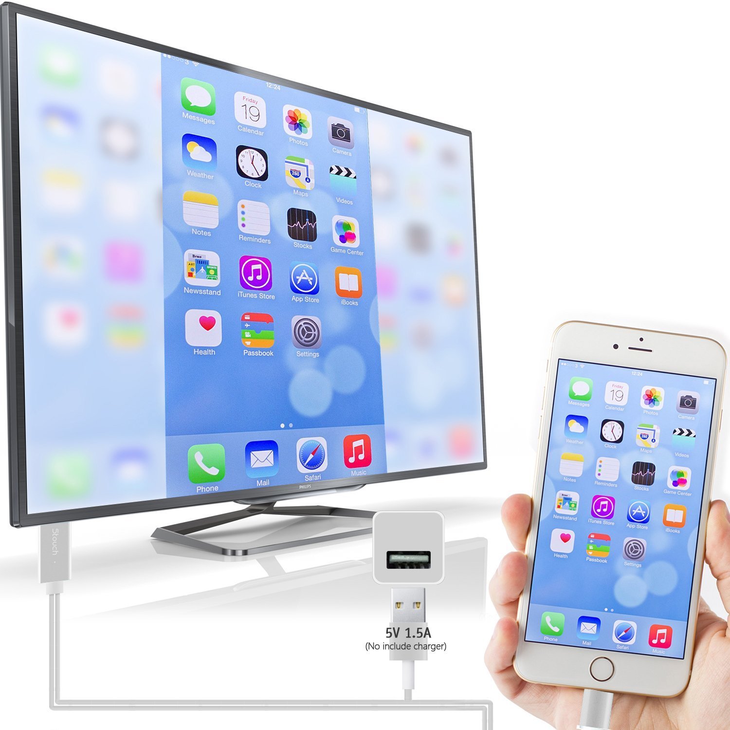 ASAITEKE Compatible with Phone to HDMI Adapter Cable, Digital AV Adapter 1080p HD TV Connector Cord Compatible with Phone X 8 7 6Plus, iPad, for iPod to TV Projector Monitor