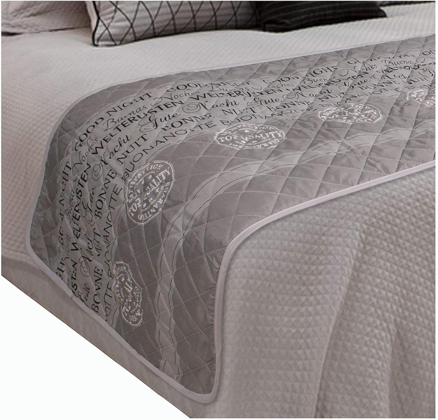 JANMEYO Bettläufer Gold - Luxuriöse Tagesdecke Kingsize 50x180cm