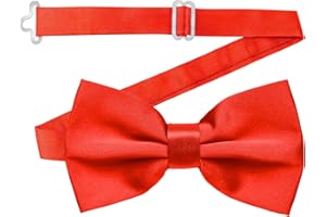 NONSOMPLE Adjustable Bowtie Solid Pre-tied Satin Bowties for Formal Wedding Party Costume for Men Women