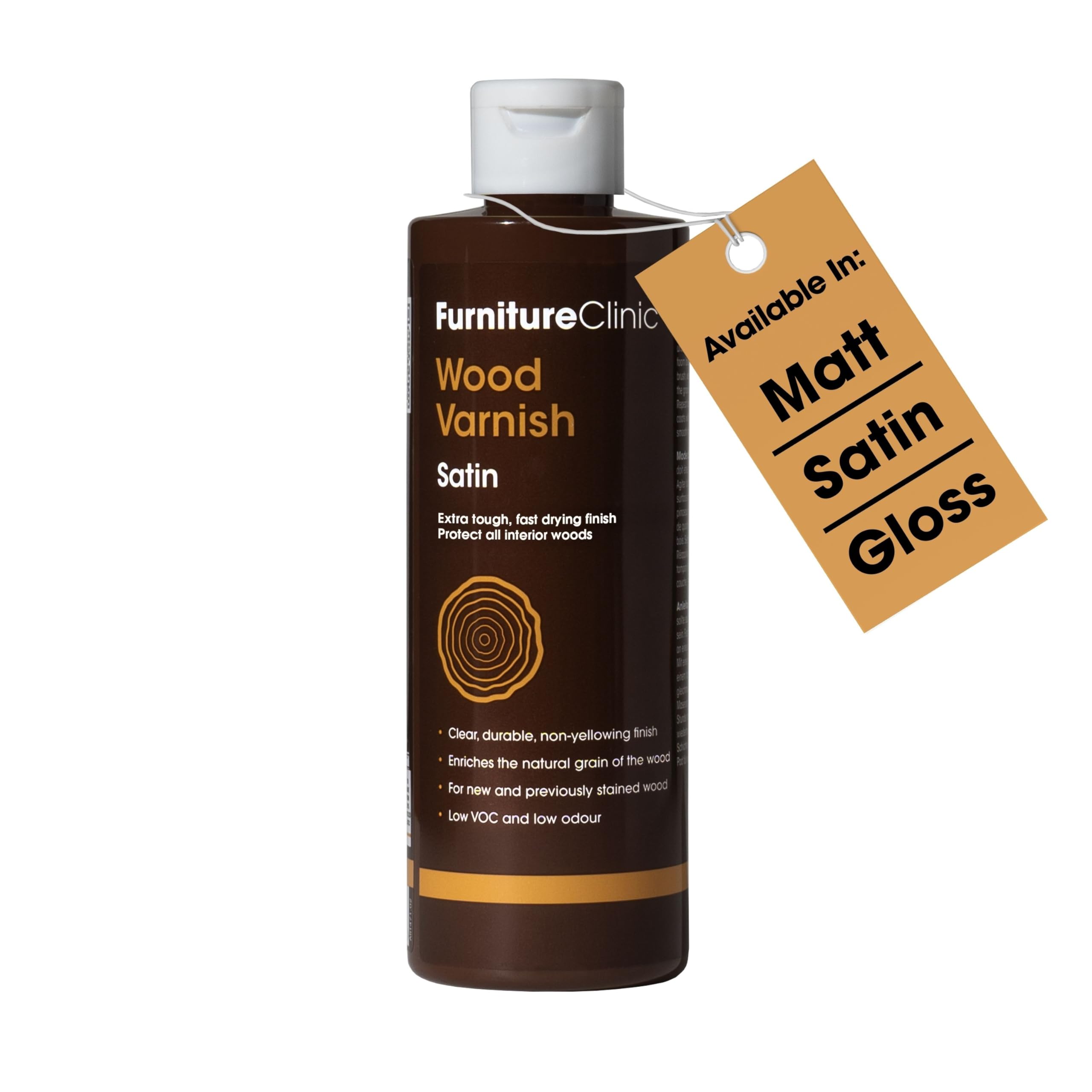 Wood Varnish - 500ml - Fast Drying, Clear Varnish for Wood - Low Odour, Water-Based Varnish - Protects Interior Wood from Scratches and Stains – Satin