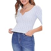 Forever 21 Womens Marled Split-Neck Top