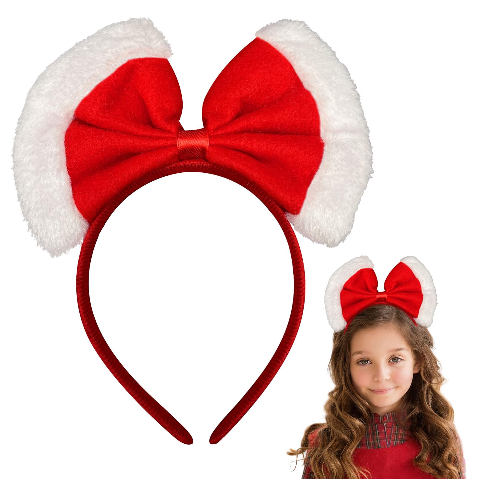 YIAJIA Christmas Headband Red Bow Holiday Cute Headbands Big Bows Hair Band Christmas Hair Accessories for Christmas Party Gifts and Cosplay
