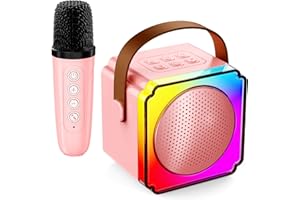 AUUGUU Karaoke Machine, Portable Speaker with Microphones, Birthday Family Party Gifts for Kids Girls Boys 3 4 5 Year Old