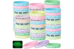 WFVNERABE 60 Pcs Glow in the Dark Bible Verse Silicone Bracelets Bulk Christian gifts Jesus Inspirational Luminous Religious 