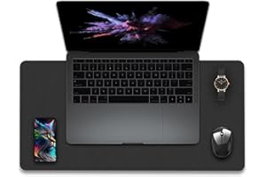 METEOROCK Non-Slip Desk Pad, 24" x 14" Large Mouse Pad, PU Leather Desk Mat with Suede, Laptop Desk Pad, Waterproof Keyboard Pad, Desk Blotter for Office/Home/Decor (Black)