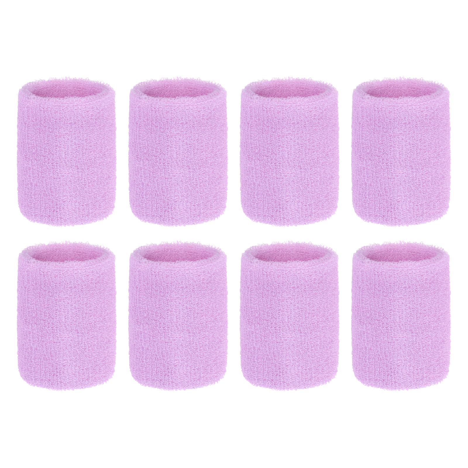 PATIKIL Wrist Sweatbands, 8Pack Sports Wristbands Sweatbands Wrist for Tennis Badminton Basketball Football, Light Purple