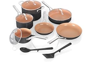Ninja Extended Life Essential Ceramic 12-Piece Cookware Set, Oven Safe to 550°F, PFAS Free, Metal Utensil-Safe, Dishwasher Sa