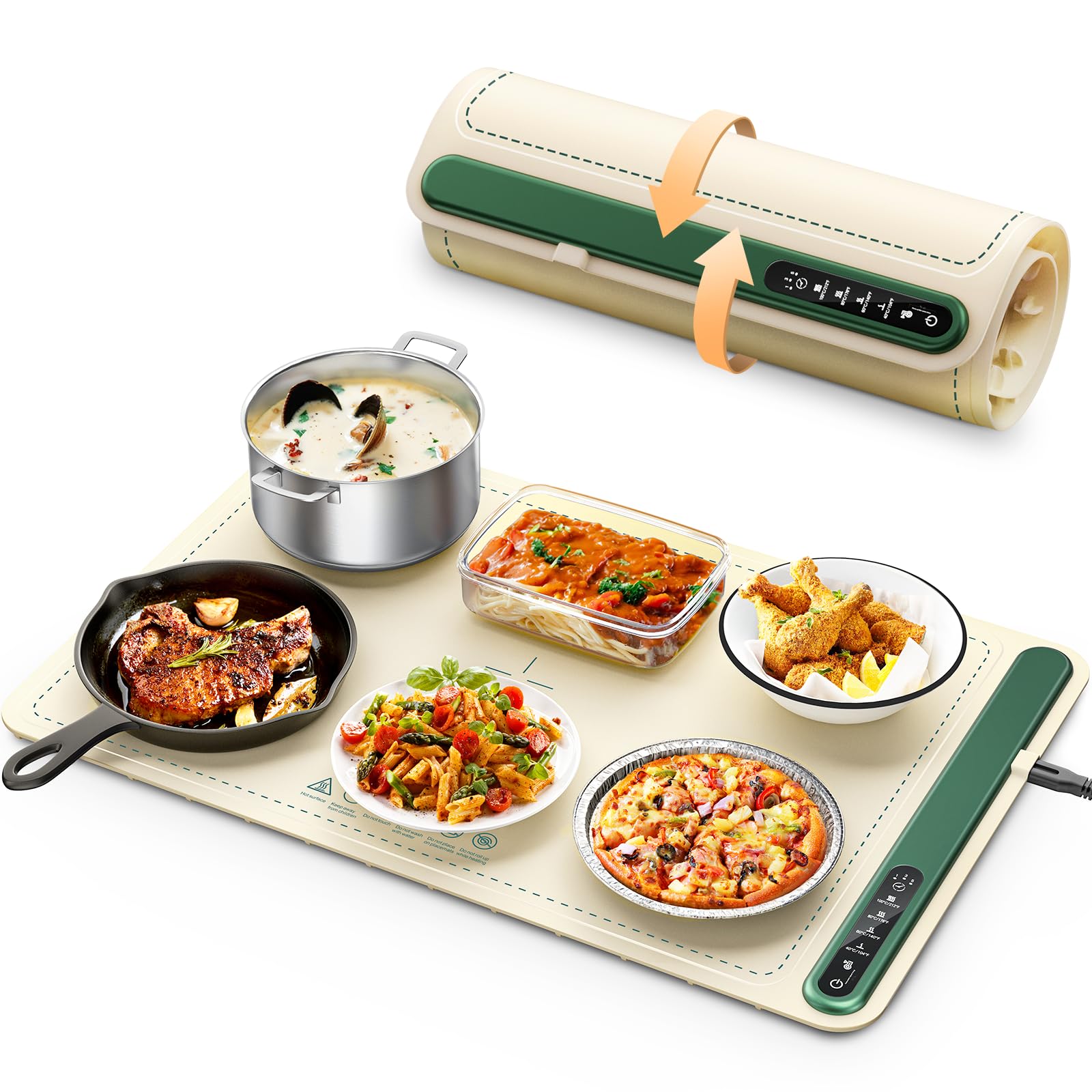 Photo 1 of Warming Mat for Food: Portable Fast Even Heating Thickened Silicone Food Warmers for Parties, Roll Up Electric Warming Tray Hot Plate Versatile for Home Buffet Travel