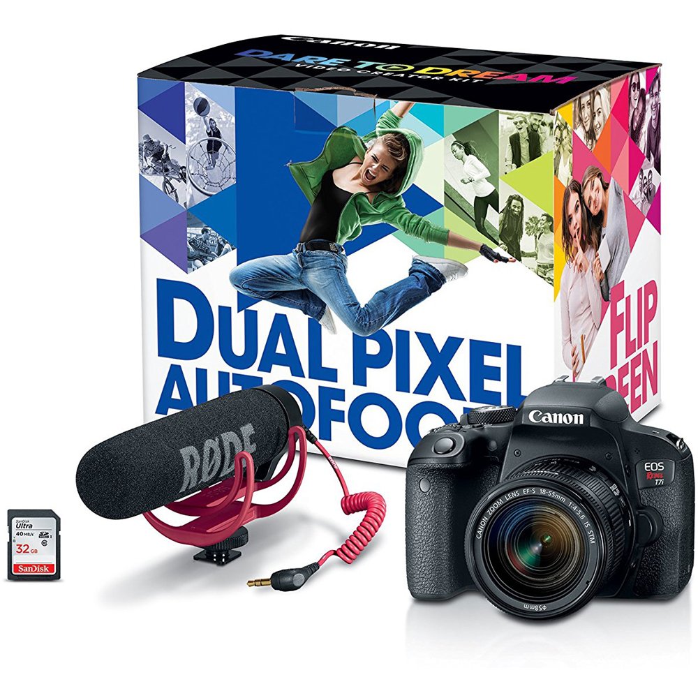 Canon Cameras US Paquete de cámara réflex digital de 24,2 MP con pantalla LCD de 3, negro (1894C021)