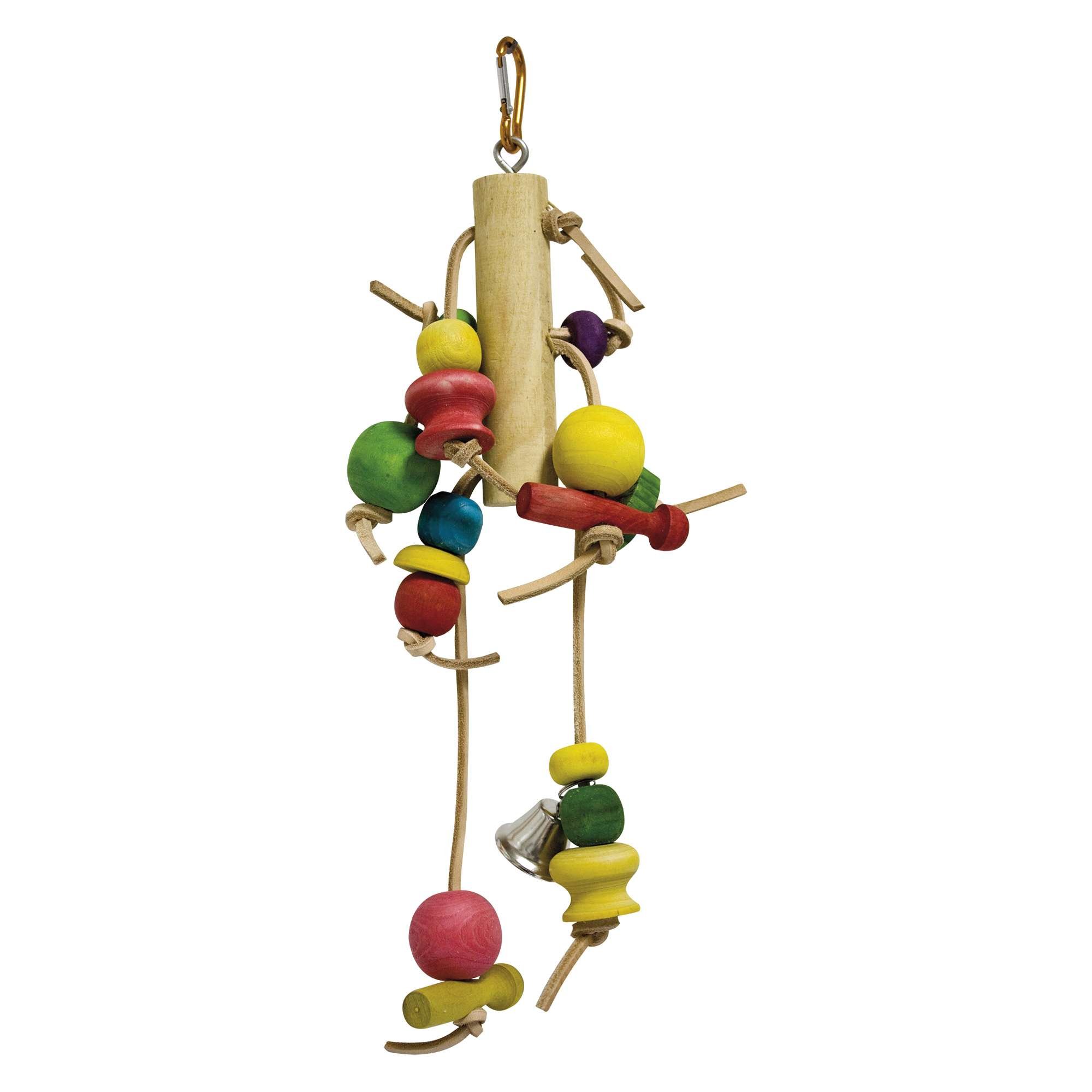 ICA BR130 Wooden Toy with Leather and Beads for Birds