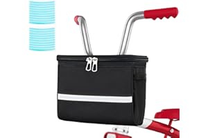 Zimois Kids Bike Basket for Boys Girls, Waterproof Bicycle Basket Front Handlebar with Reflective Safety Straps, Easy to Install Front Frame Scooter Basket Bag
