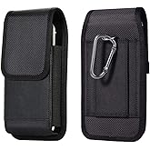 Nylon Cell Phone Holster Belt Case Pouch Holder Magnetic Cover for Samsung Galaxy A15 A36 A35 A56 A55 S25+ S24 Ultra S24 FE S23 FE/Plus, iPhone 15 14 13 Pro Max, Moto G Stylus 2024 2025 Pixel 9 Pro