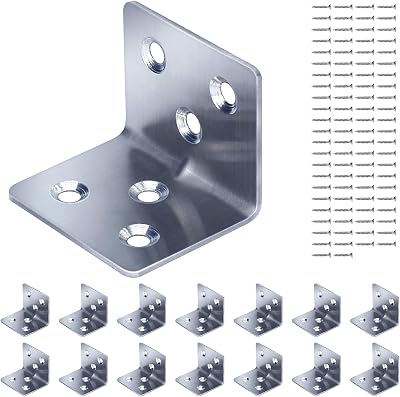 Gorffy 15Pcs Angle Brackets L Bracket 30x30x38x1.2mm Stainless Steel 90 Screws