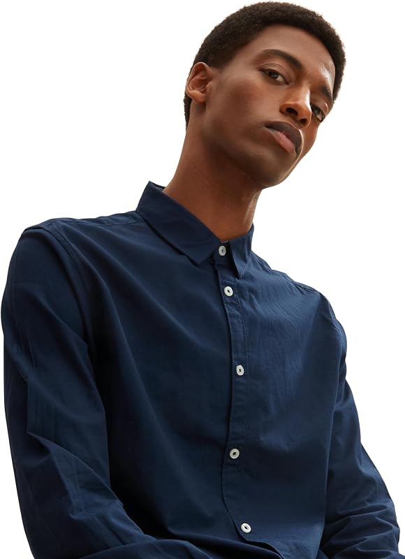Hombre Camisa Slim Fit con estructura 1023881, 10302 - Dark Blue, M