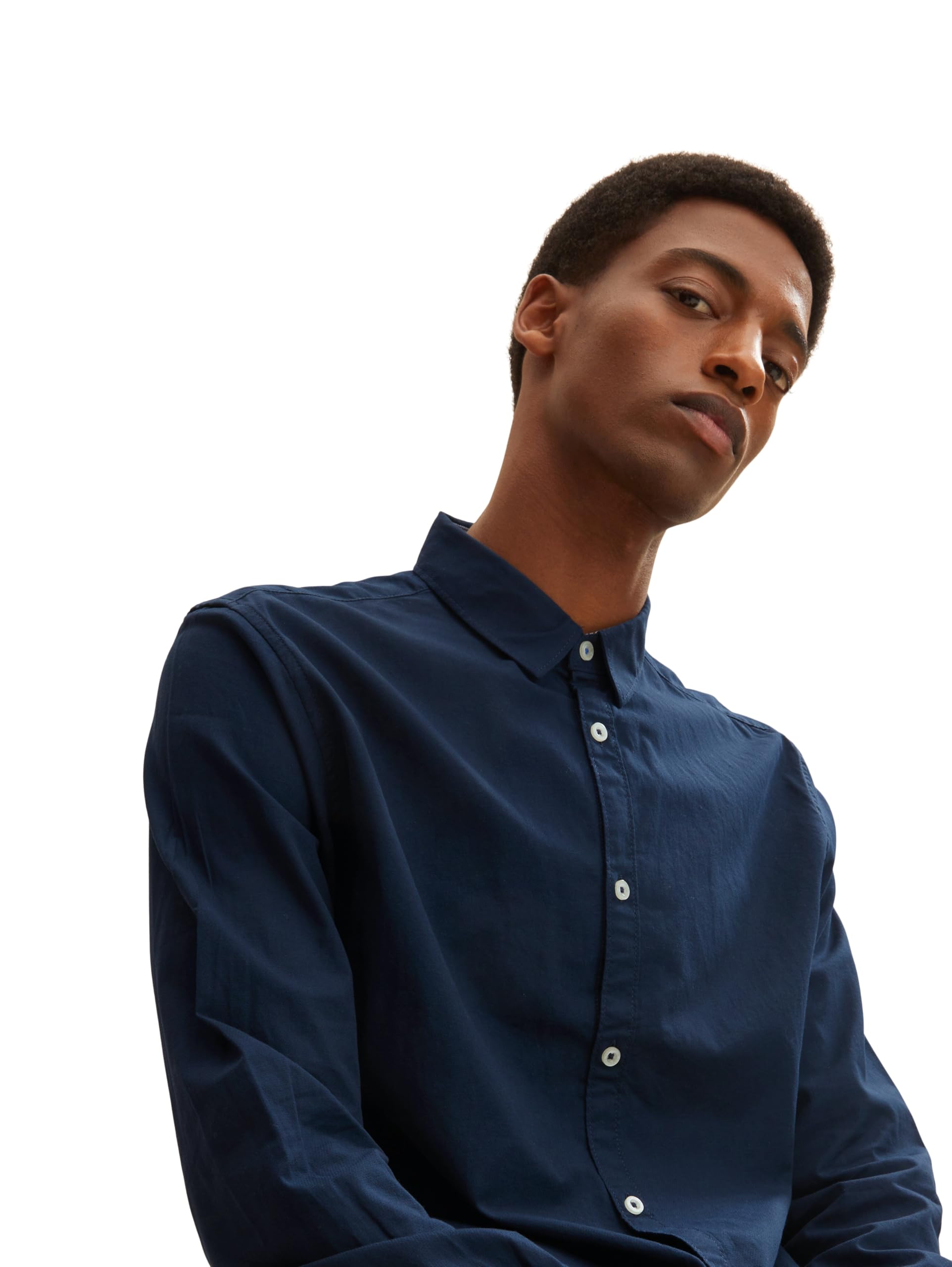 TOM TAILOR Herren Slim Fit Hemd mit Struktur 1023881, 10302 - Dark Blue, L 6