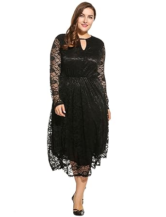 black lace dress plus size