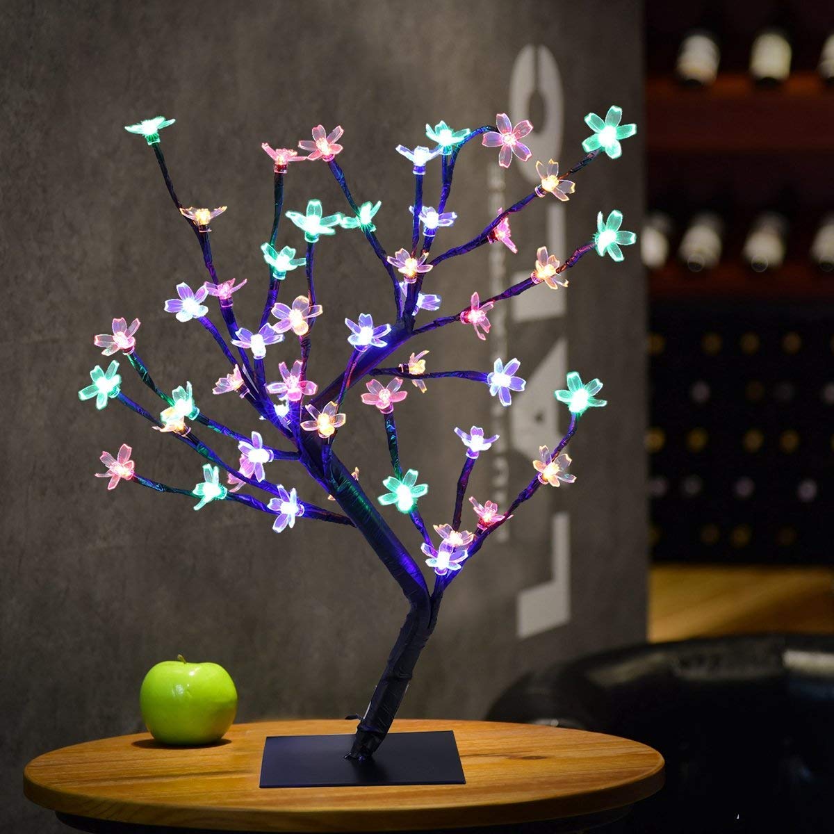 Excelvan Cherry Blossom Desk Top Bonsai Tree Light, Decorative Warm White Light, Black Branches, Perfect for Home Festival Party Wedding Christmas Indoor Outdoor Decoration, Multi-colored
