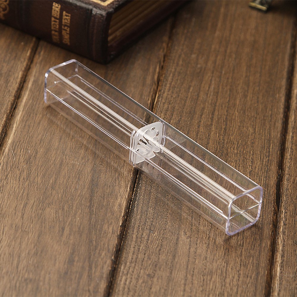 Zhi Jin 8Pcs Plastic Clear Ballpoint Pen Gift Box Pencil Boxes Empty Bulk Case Collection Set for Business School